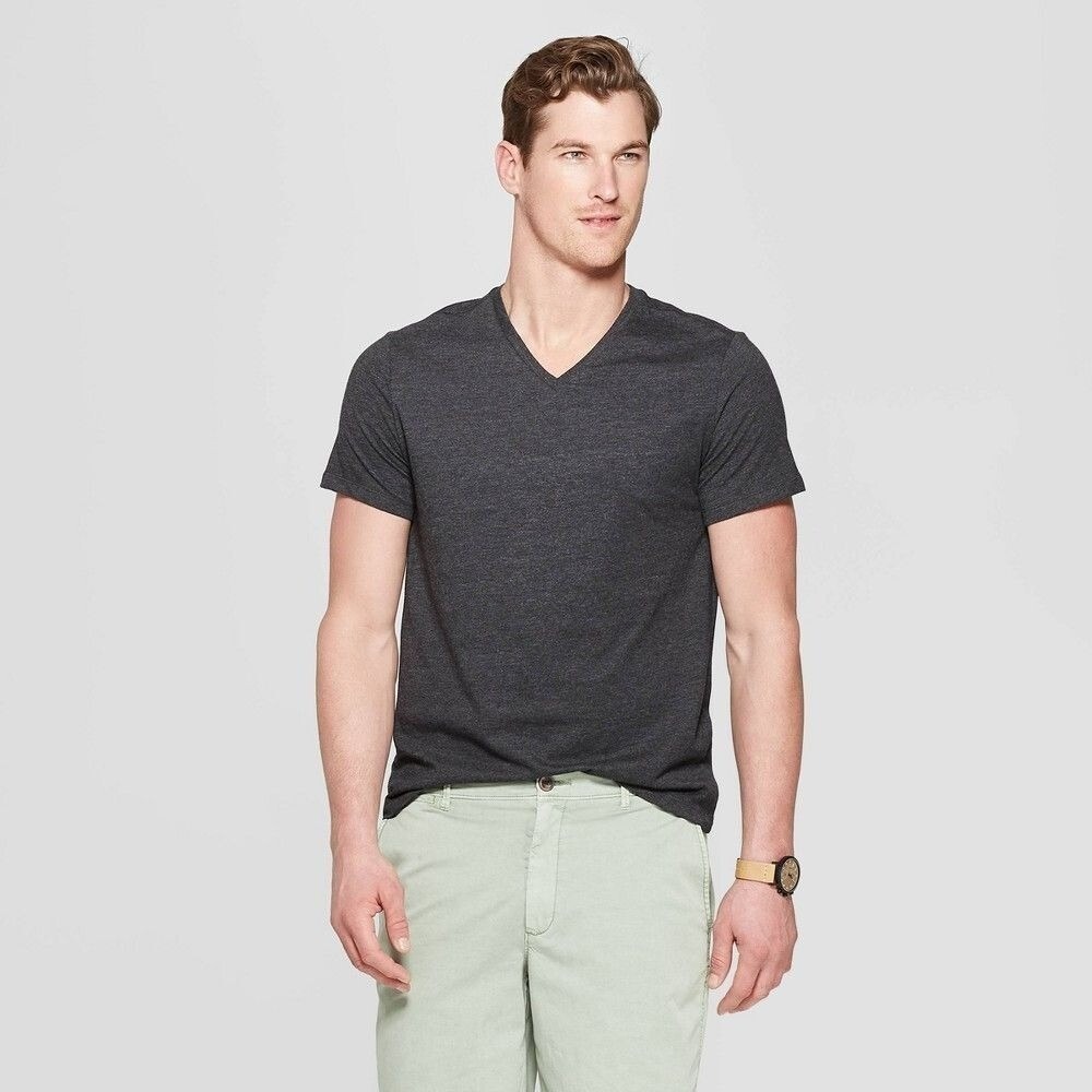 Men's Every Wear Short Sleeve V-Neck T-Shirt - Goodfellow & Co™ Railroad Gray XX